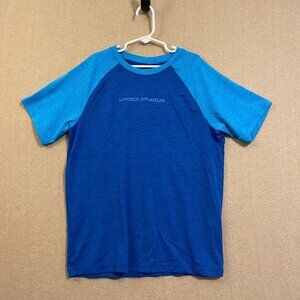 Under Armour Shirt Boy's Large Blues Graphic Short Sleeves
